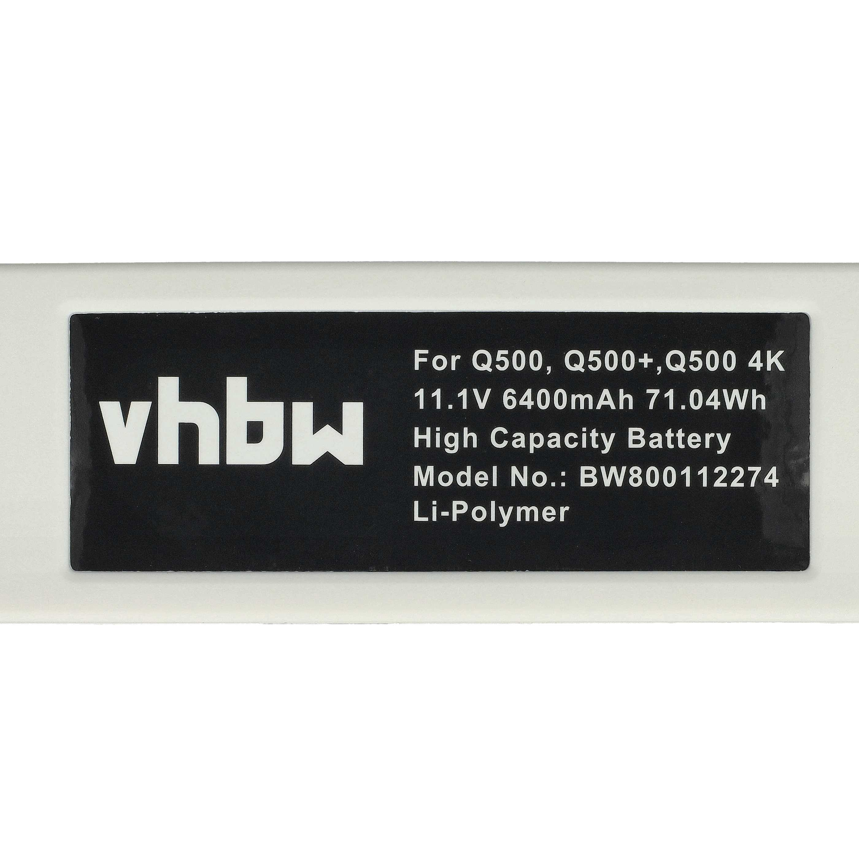 Ein Batterieetikett mit schwarzem Text auf einem schwarzen Rechteck. Das Etikett zeigt Batteriespezifikationen und das vhbw-Logo.