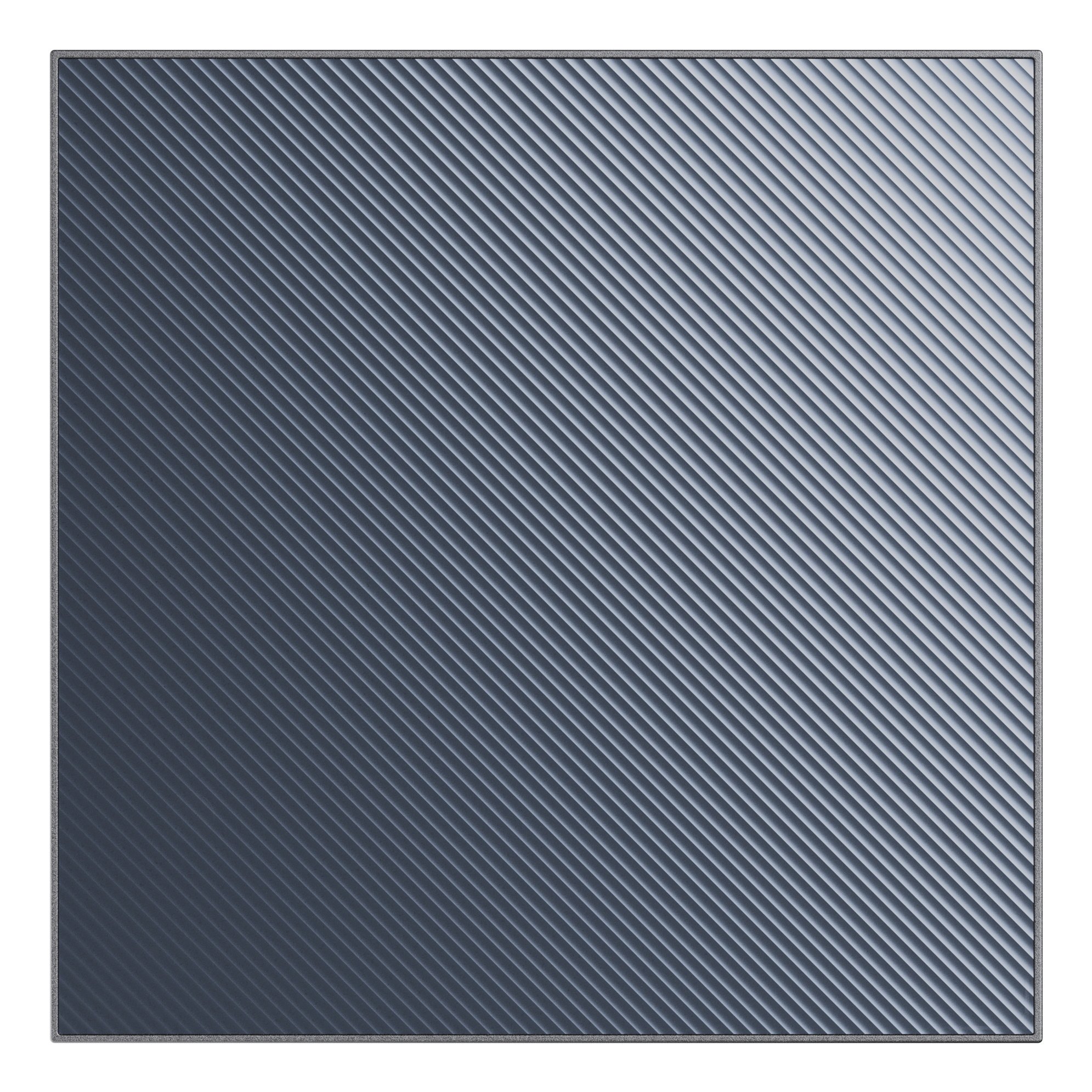Una superficie quadrata con linee diagonali. Ha uno sfondo grigio scuro e una cornice grigio chiaro.