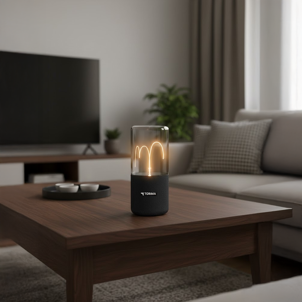 TORIMA D40 TWS Manyetik Bükülebilir Işık 5.3 Bluetooth Hoparlör Siyah