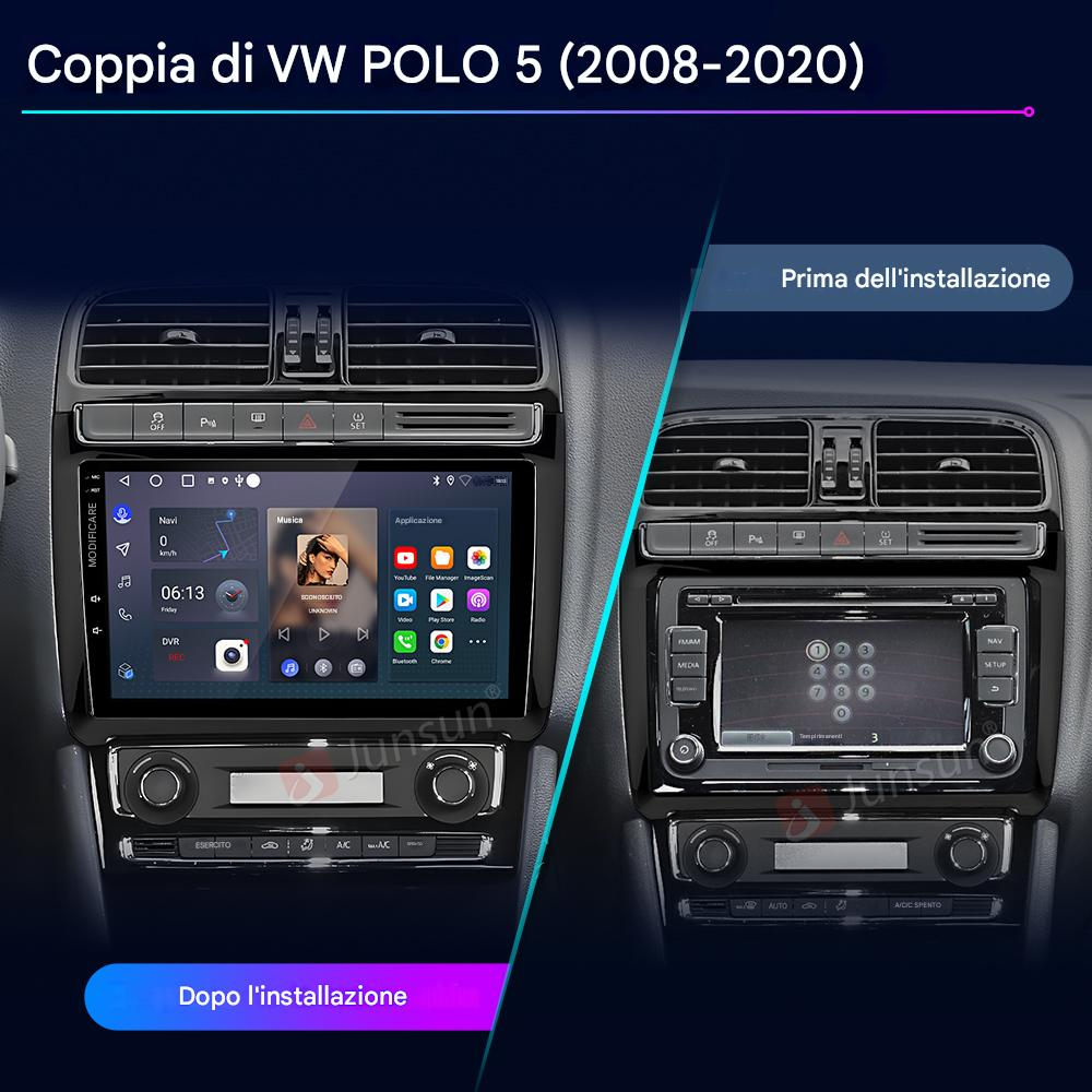 Confronto cruscotto auto: prima e dopo l'installazione. Il lato sinistro mostra uno schermo moderno, il destro la radio originale.