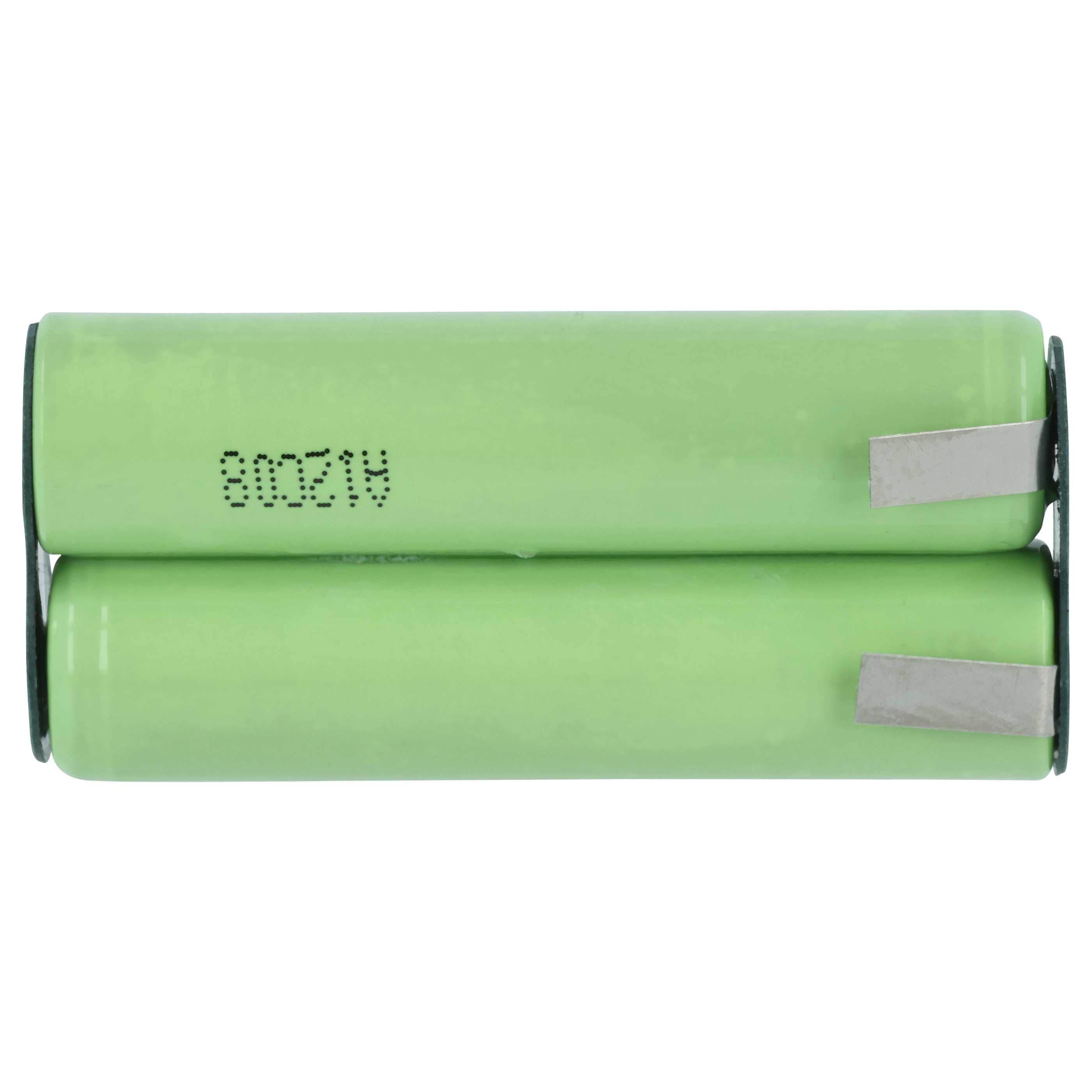 Zwei grüne zylindrische Batterien auf weißem Hintergrund. Jede hat eine silberne Lasche.
