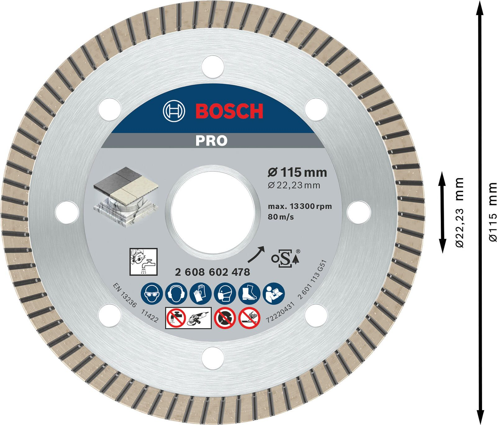 BOSCH Best for Ceramic Extraclean Turbo 115 mm 2608602478 Elmas Kesme Diski