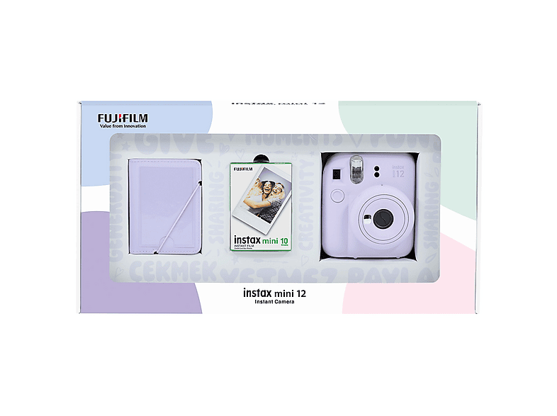 FUJIFILM Instax mini 12 Fotoğraf Makinesi 10'lu Film ve 28'li Mini Albüm Bundle Set Mor
