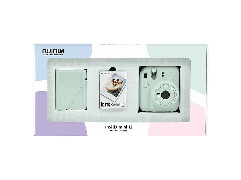 FUJIFILM Instax mini 12 Fotoğraf Makinesi 10'lu Film ve 28'li Mini Albüm Bundle Set Yeşil