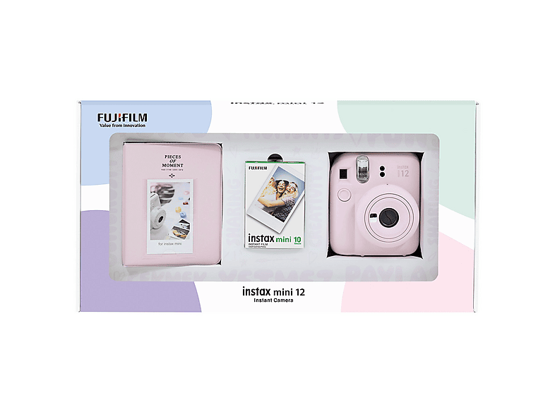 FUJIFILM Instax mini 12 Fotoğraf Makinesi 10'lu Film ve PVC Albüm Bundle Set Pembe