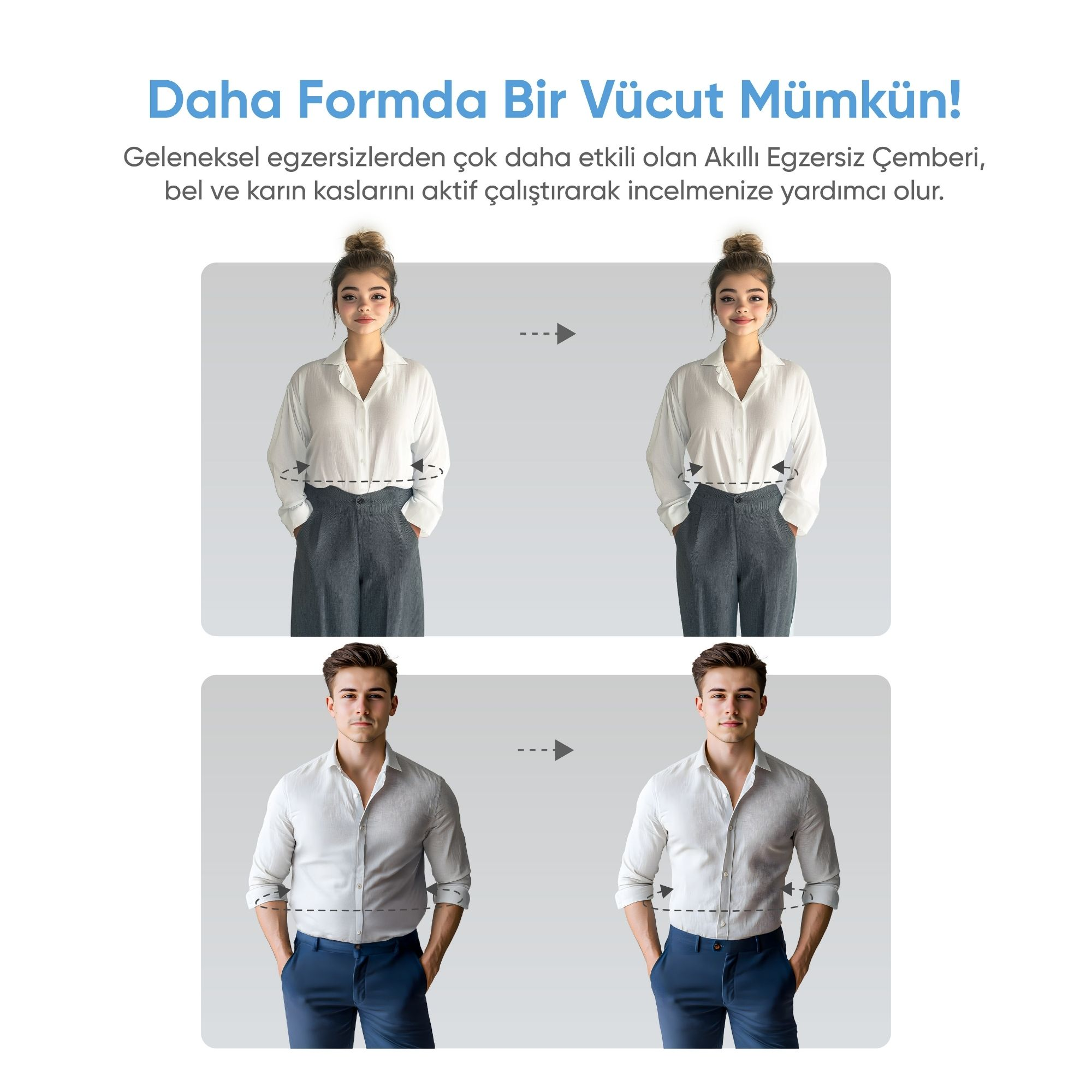 ŞIMART Ayarlanabilir Ağırlıklı Uygulama Destekli Akıllı Egzersiz Çemberi