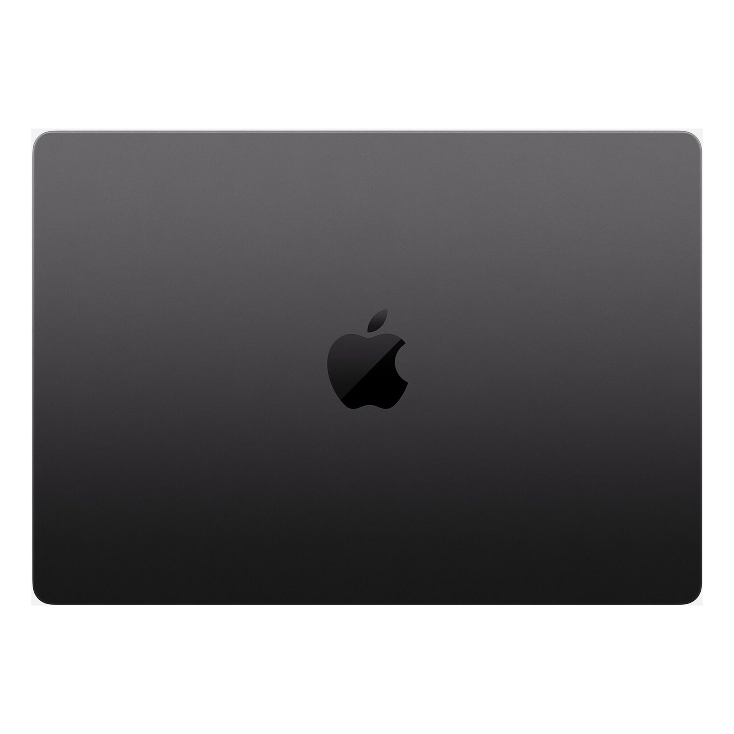 Zamknięty, ciemnoszary laptop Apple z logo Apple. Powierzchnia jest gładka i odbijająca światło.