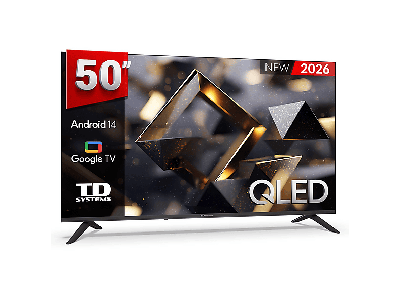 TV QLED 50" | TD SYSTEMS M50C21GLQ Hey Google, UHD 4K, Arm Cortex A55x4, Smart TV, DVB-T2 (H.265), Negro | MediaMarkt