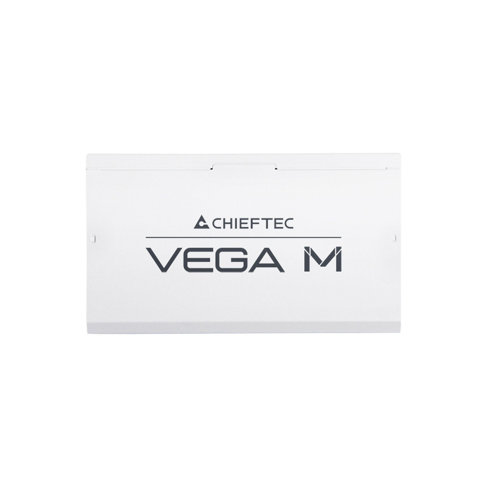 A white panel with the Chieftec logo and the words VEGA M in dark grey.