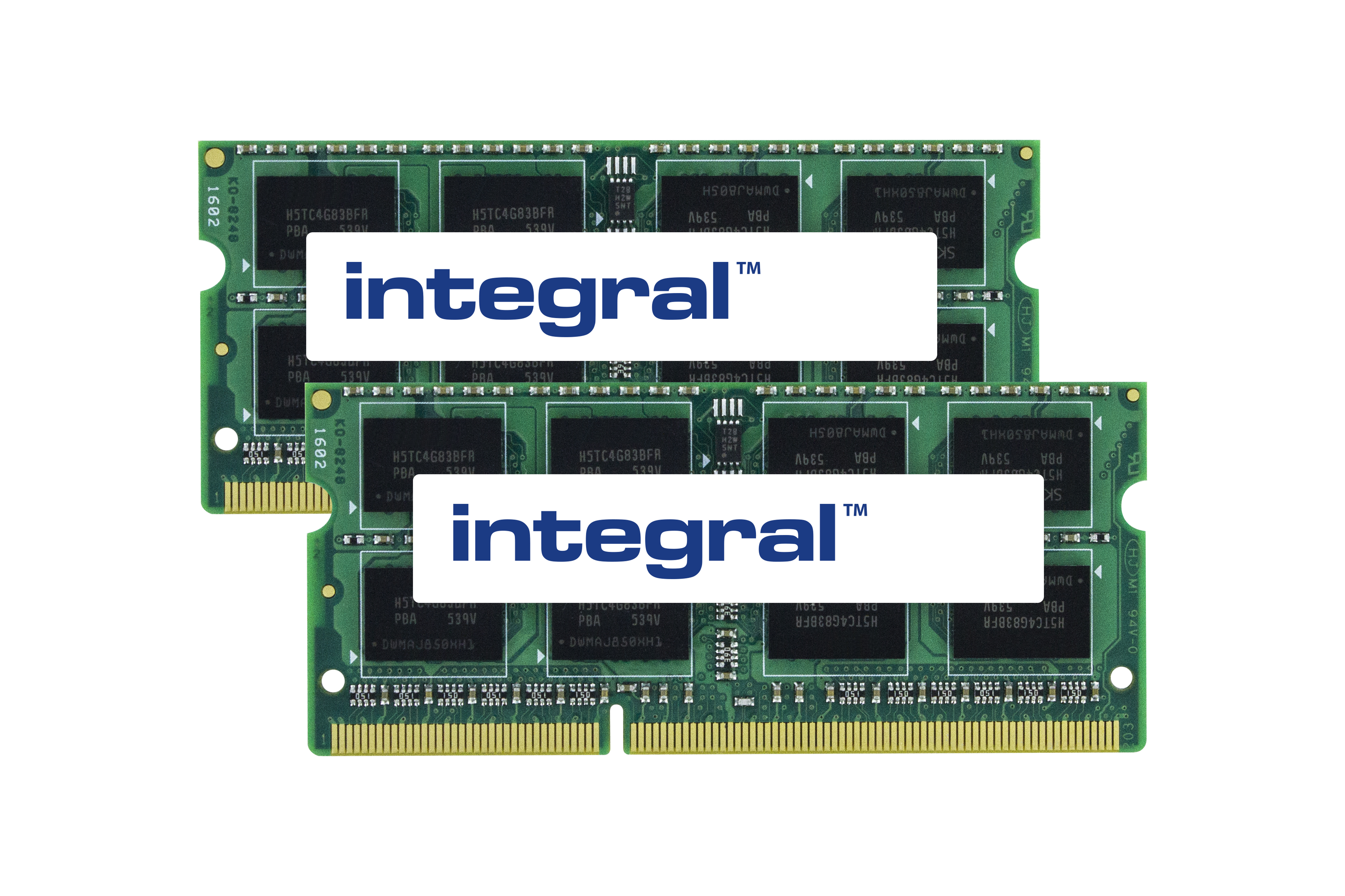 Due stick RAM verdi con chip neri e la scritta 'integral'.