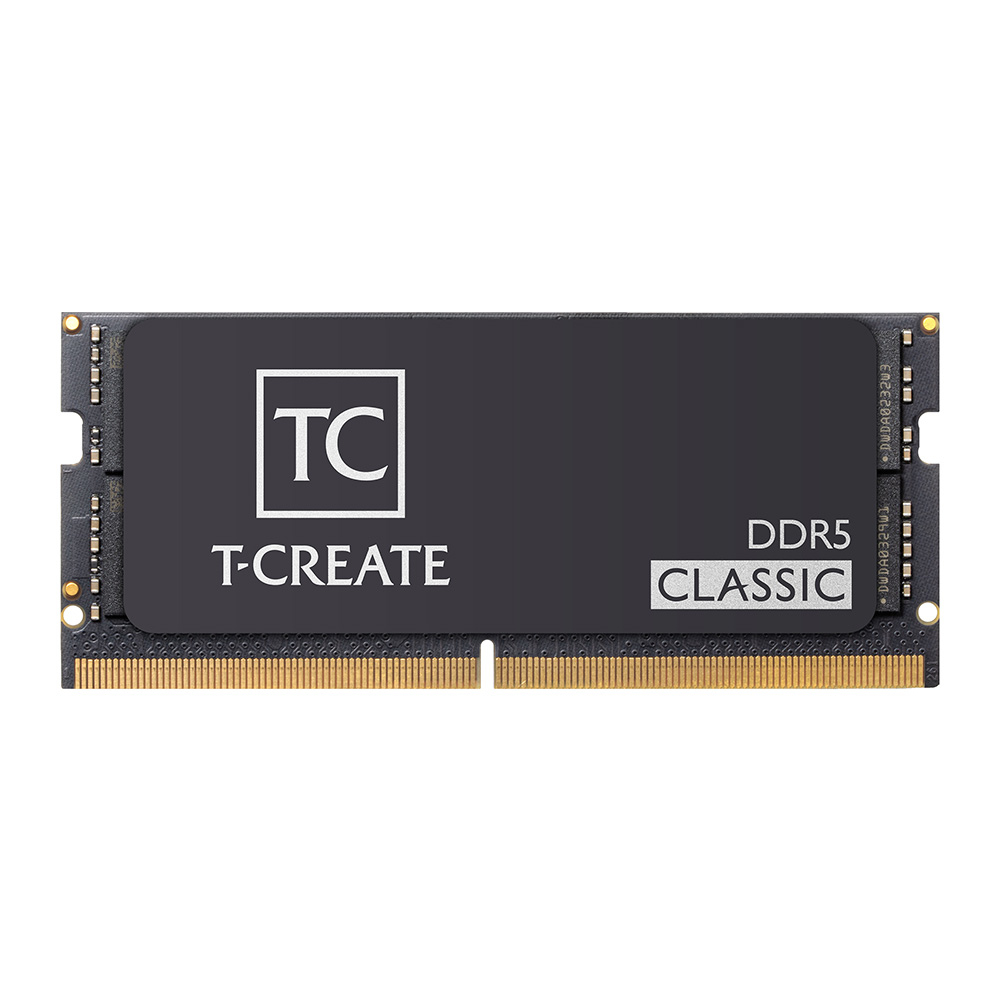 Moduł RAM DDR5 Classic z czarną powierzchnią, z logo 'TC T-CREATE' i białym tekstem 'DDR5 CLASSIC'.