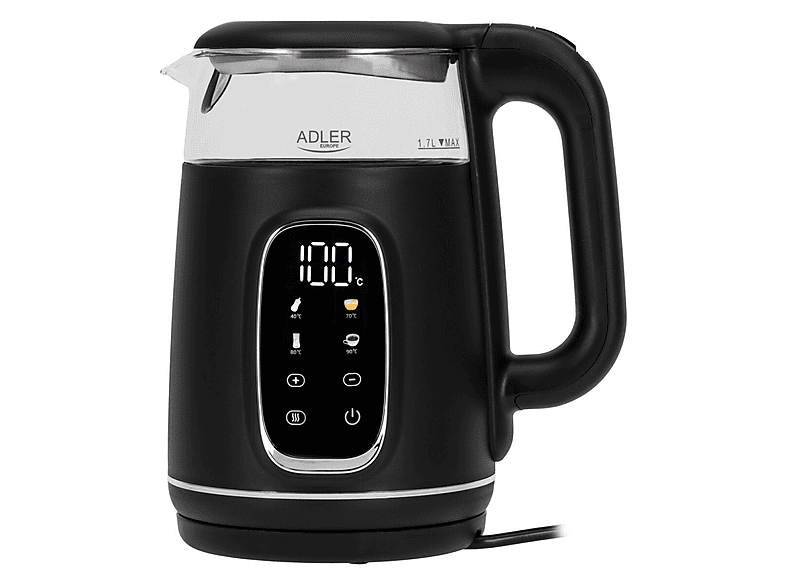 ADLER AD 1305 BS Wasserkocher, Schwarz/Silber