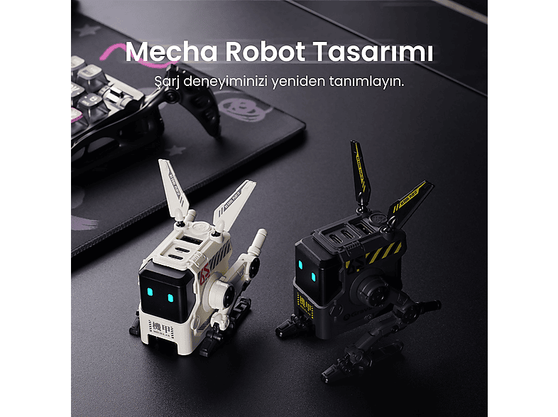 GRAVASTAR Alpha65 Robot Figürlü 65W Hızlı Şarj Adaptörü Gri Fiyat