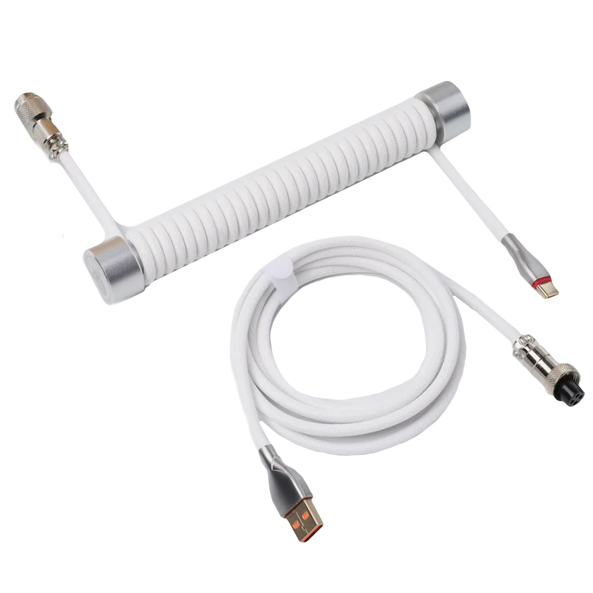 GRAVASTAR Sarmal Aviator USB to Type-c Mekanik Klavye Uyumlu 1.85m Oyuncu Şarj Kablosu Beyaz