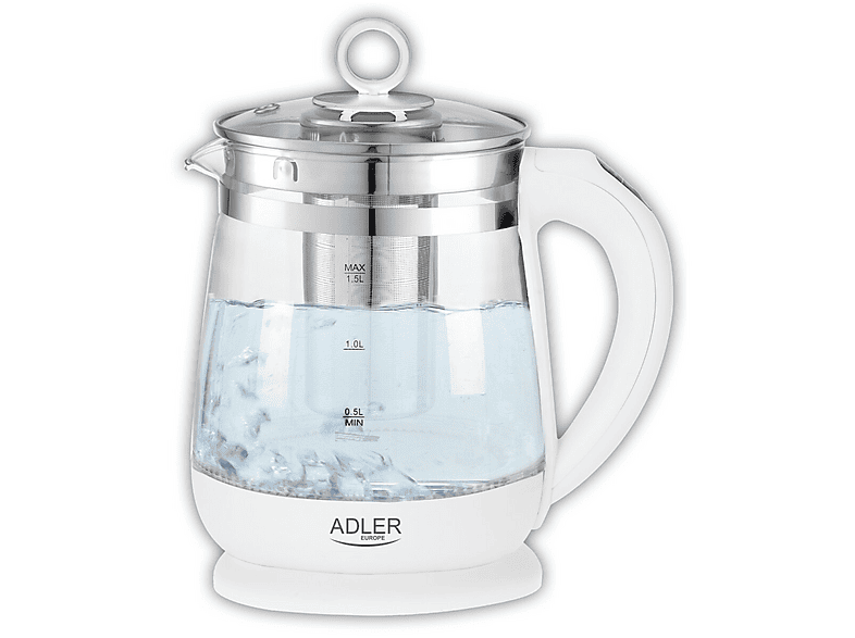 ADLER AD 1299 Wasserkocher, Schwarz, Transparent