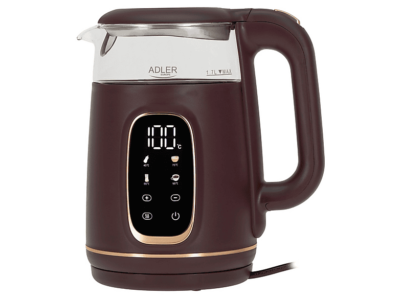 ADLER AD 1305 BUG Wasserkocher, Burgunder/Gold