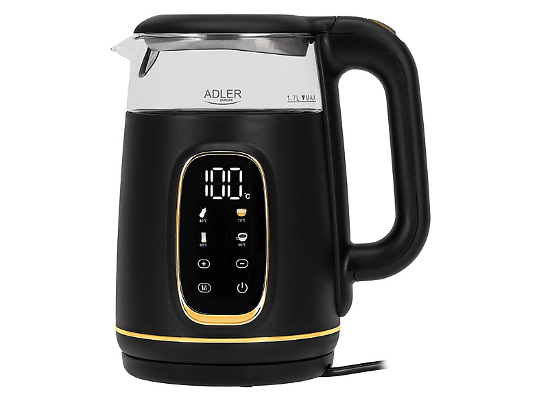 ADLER AD 1305 BG Wasserkocher, Schwarz/Gold