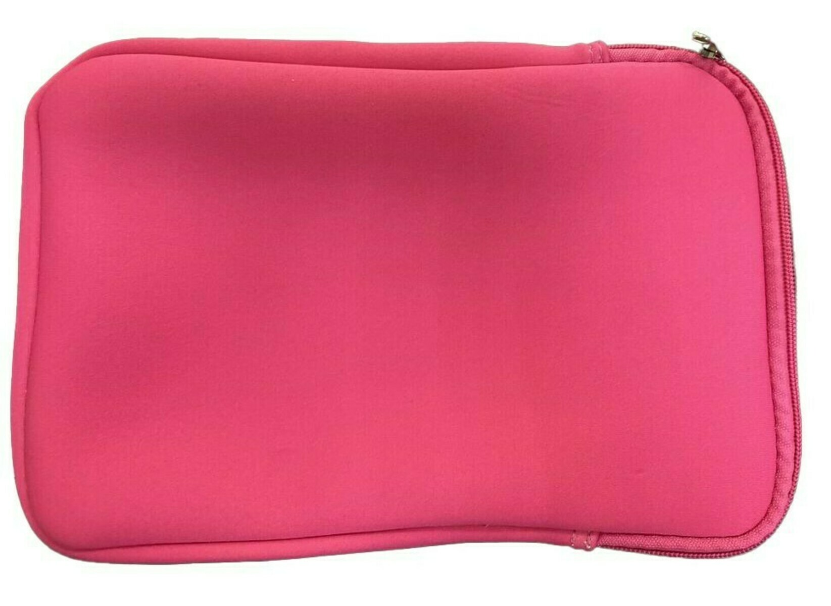 A pink rectangular case with a zipper. The case has rounded corners and a smooth, solid color.