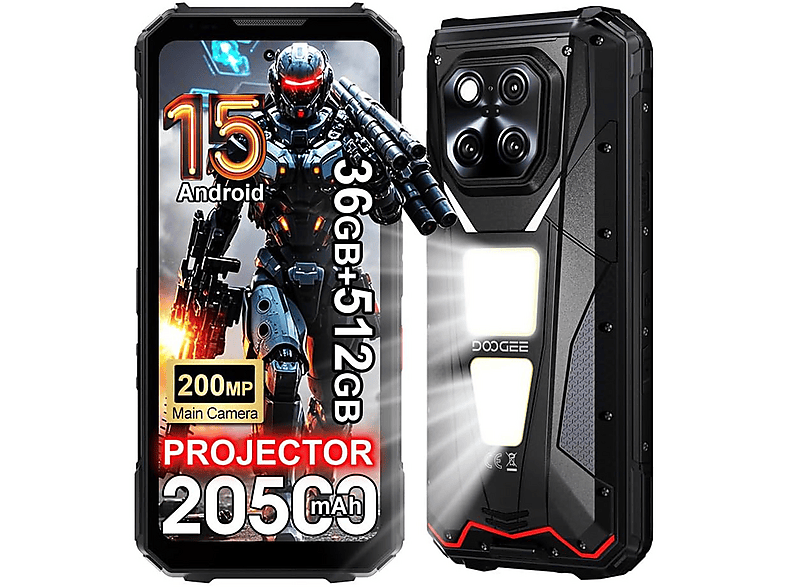 DOOGEE V MAX Play 5G Projektor 120Hz 20500mAh 200MP 512 GB Schwarz Dual SIM
