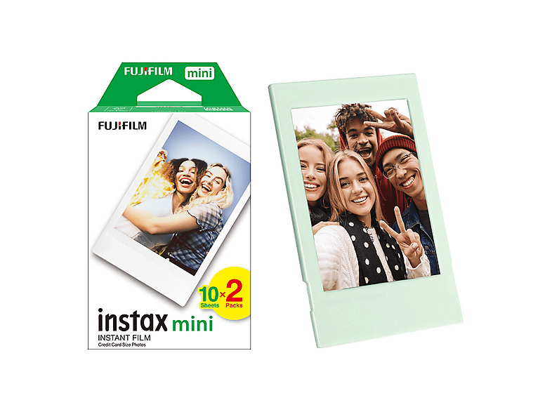FUJIFILM Instax Mini 12 Makine Uyumlu 20'li Film ve Yeşil Fotoğraf Çerçevesi