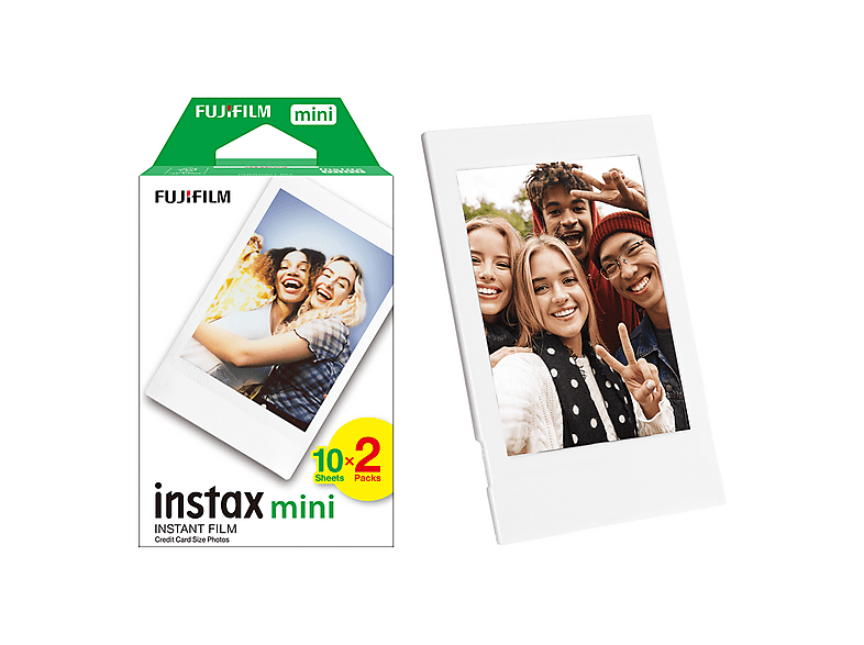 FUJIFILM Instax Mini 12 Makine Uyumlu 20'li Film ve Beyaz Fotoğraf Çerçevesi