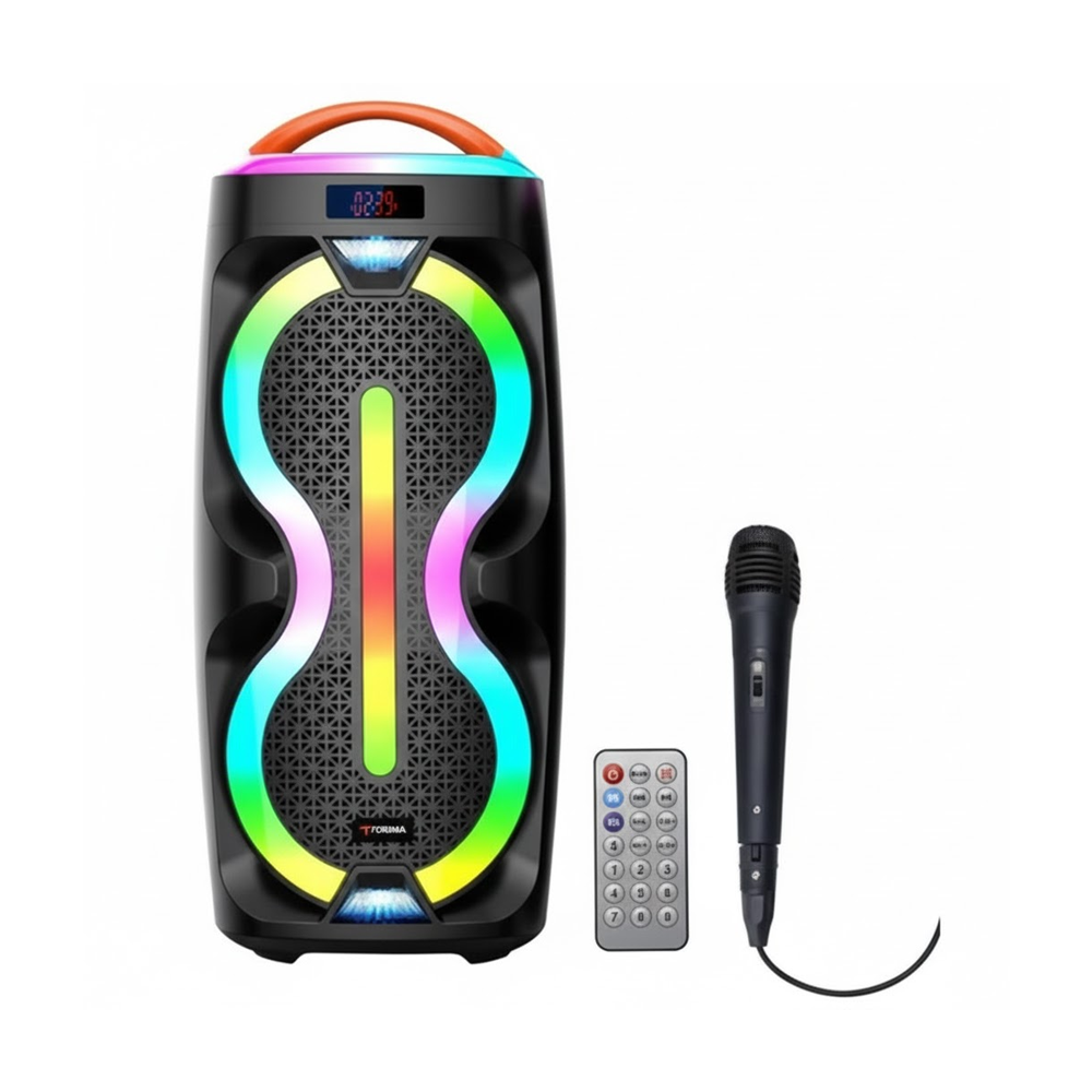 TORIMA D36 RGB Işıklı Mikrofonlu Kumandalı TWS Speaker Bluetooth Hoparlör Siyah