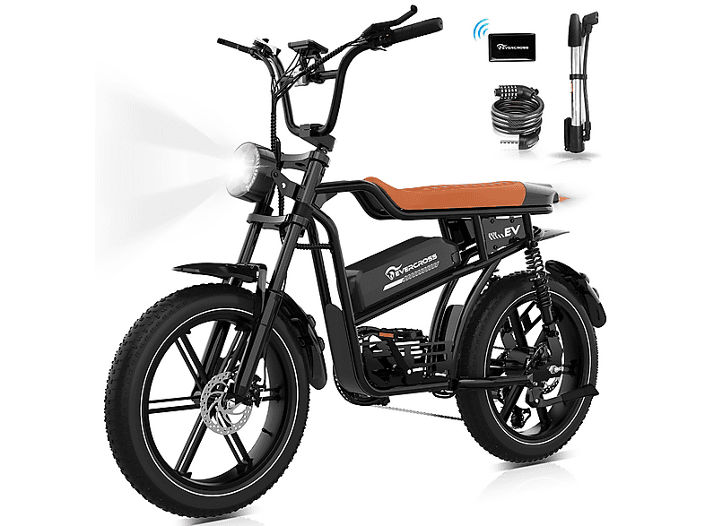EVERCROSS TECH EK30 Crossrad (Laufradgröße: 20 Zoll, Unisex-Rad, 748.8 Wh, Schwarz)