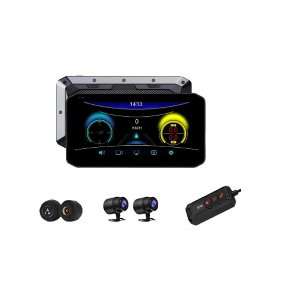 TORIMA M8E Tekerlerk Basınç Göstergesi Motosiklet Carplay Ultra HD Wi-Fi Ön+Arka Kamera