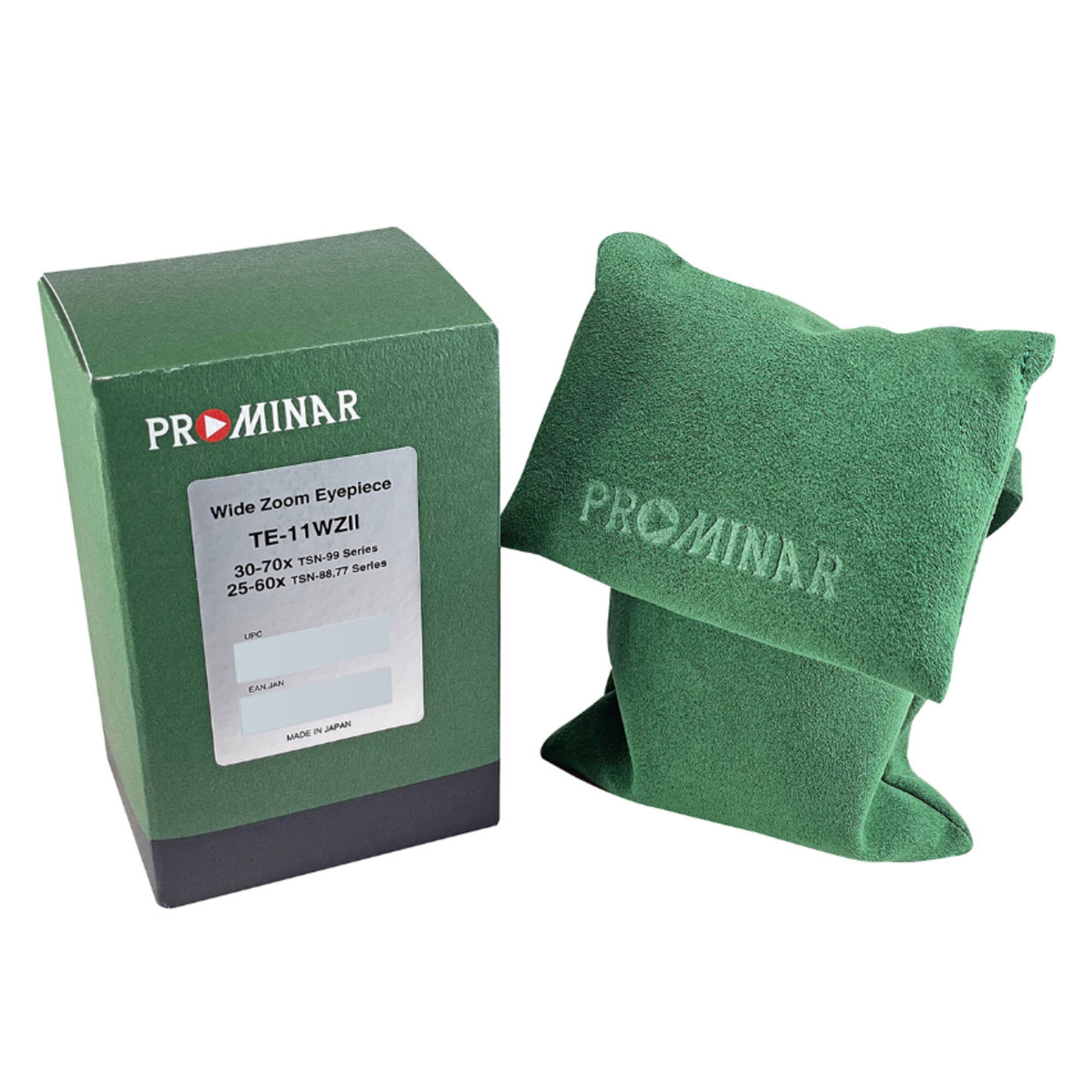 Una scatola verde e un panno verde con il marchio PROMINAR. La scatola ha dettagli del prodotto.