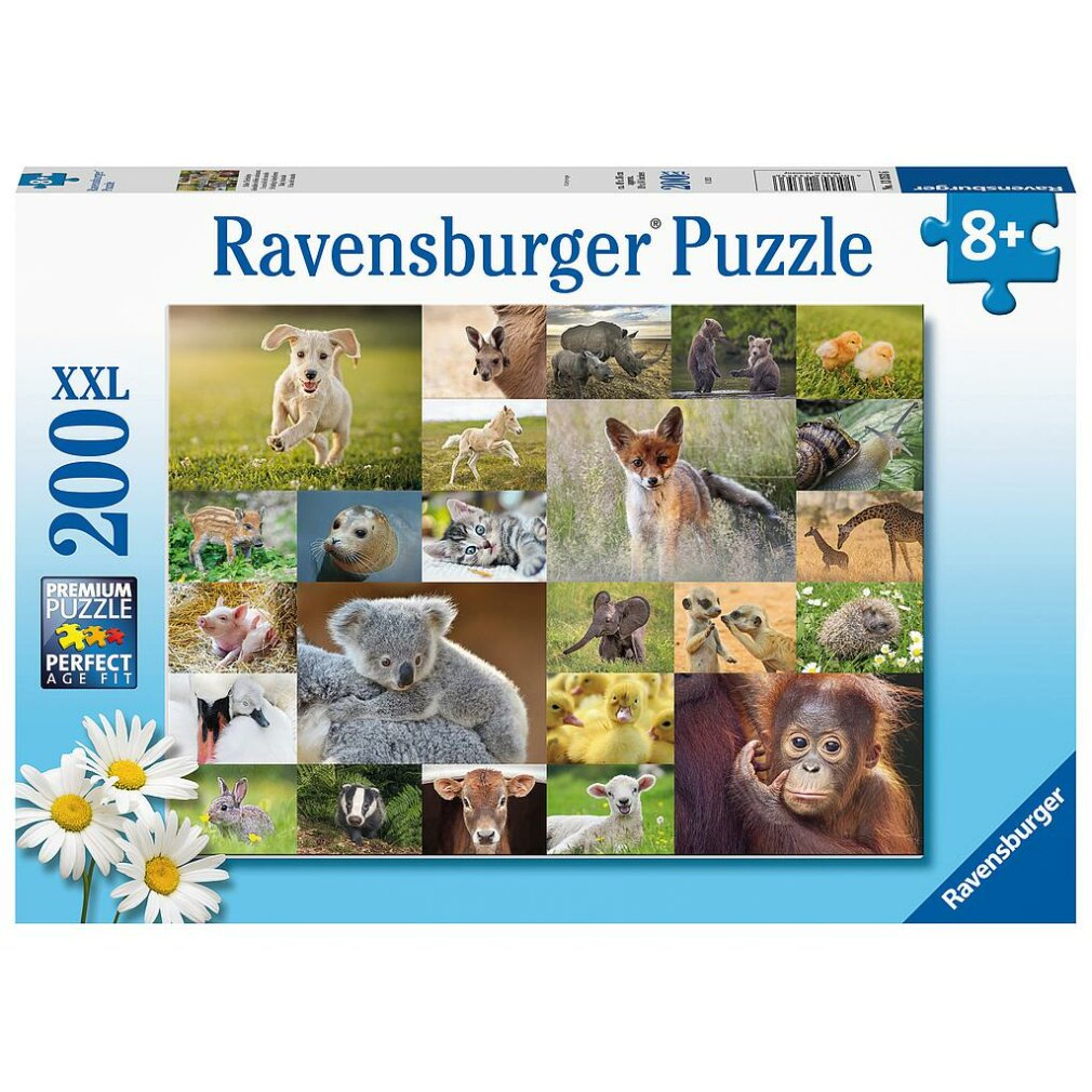 Ravensburger puzzeldoos. Bevat verschillende dieren: hond, vos, koala, olifant en meer. XXL 200 stukjes, voor kinderen vanaf 8 jaar.