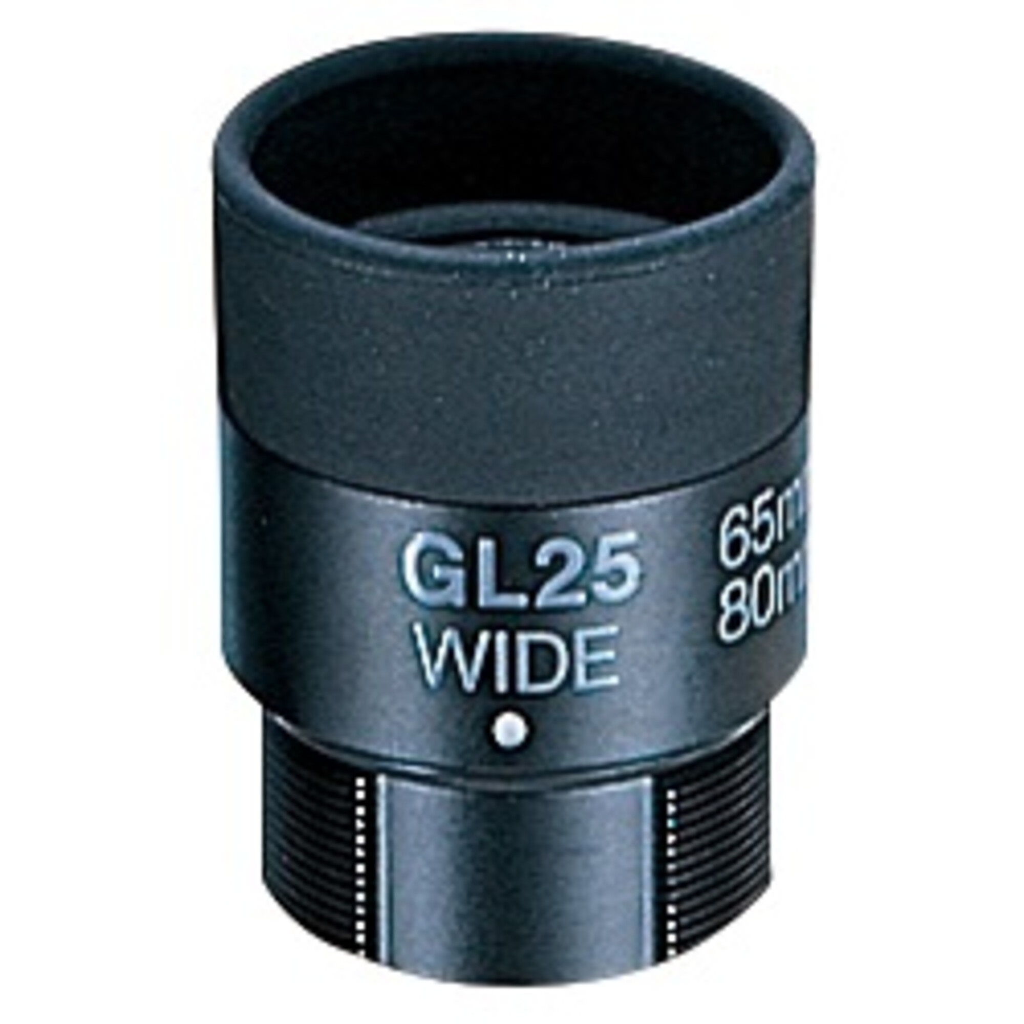 Schwarzes zylindrisches Gerät mit der Aufschrift 'GL25 WIDE'. Es hat eine Gewindebasis und einen breiteren oberen Teil.
