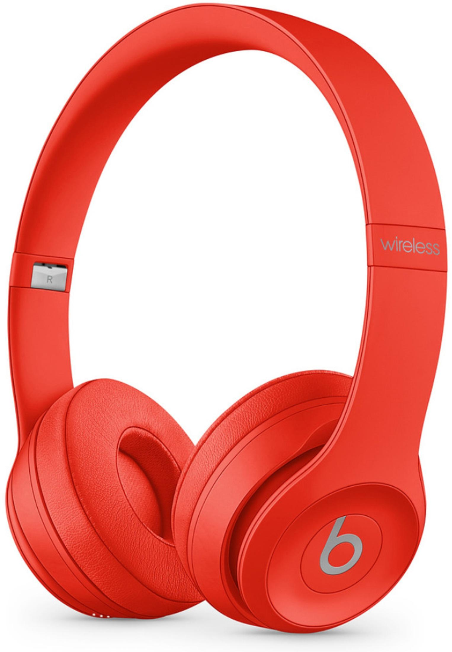 Cuffie Beats wireless rosse. I padiglioni e l'archetto sono rossi. Il logo Beats è visibile.