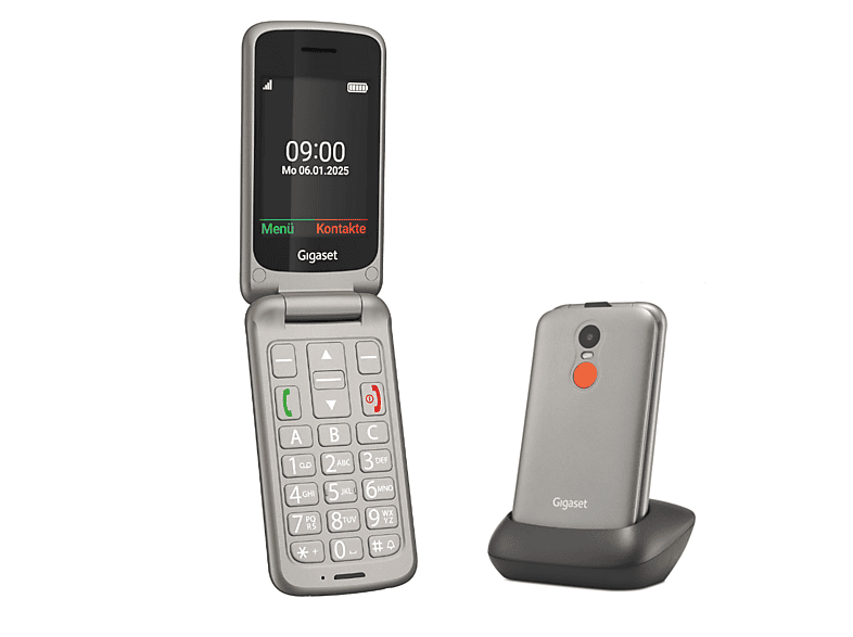 GIGASET GL595 Senioren Klapphandy, Silber