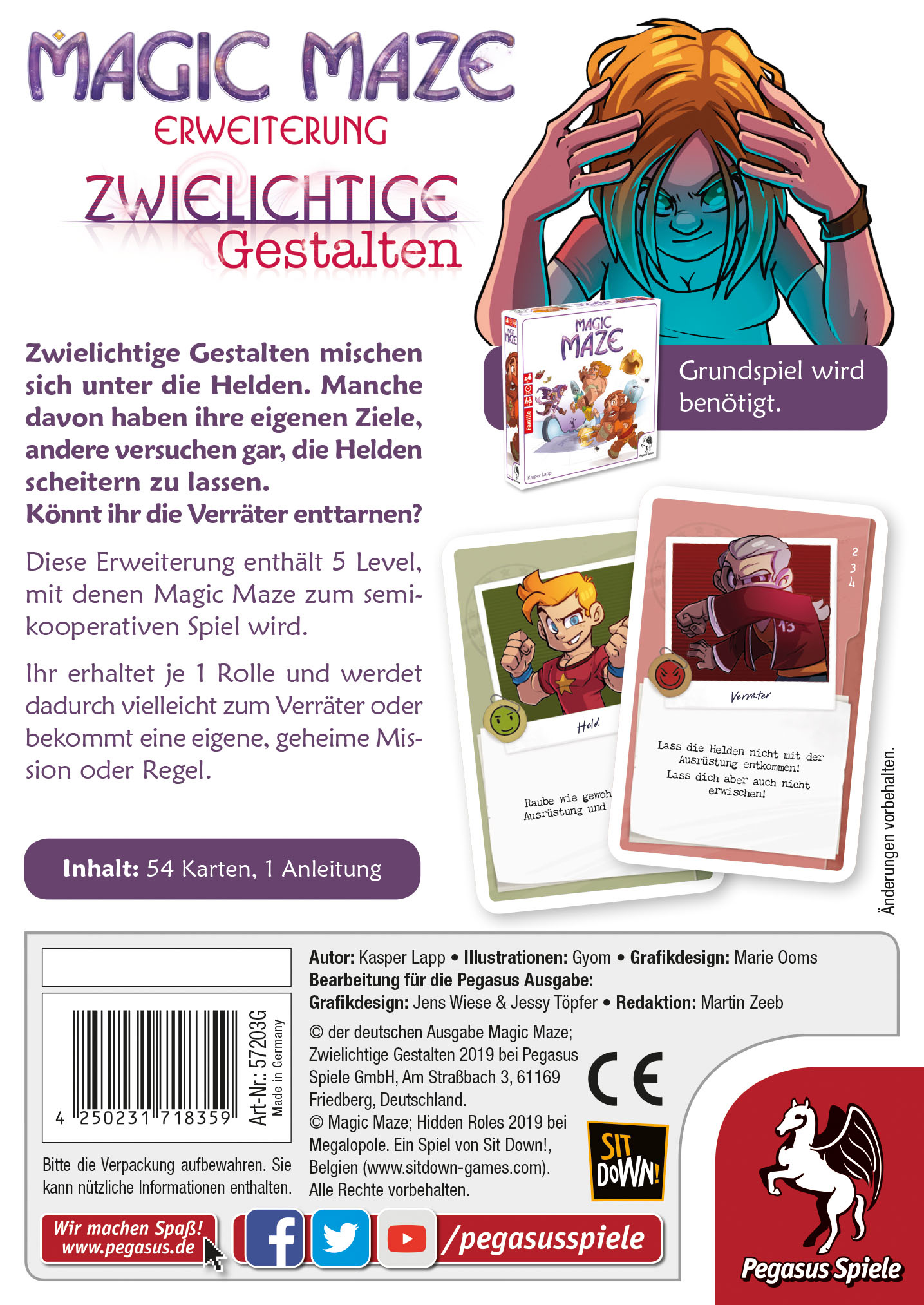 Caja de juego con mujer, cartas y texto. Incluye título del juego y descripción del contenido.