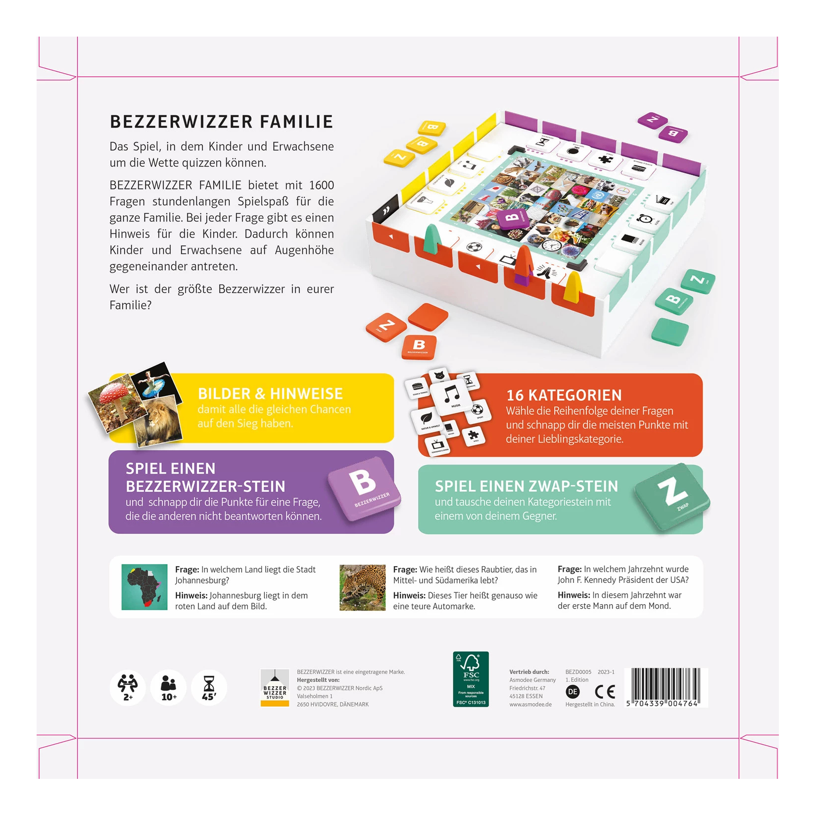 Scatola di gioco da tavolo, con testo e immagini. Include tabellone, pezzi e istruzioni. Per famiglie e bambini.