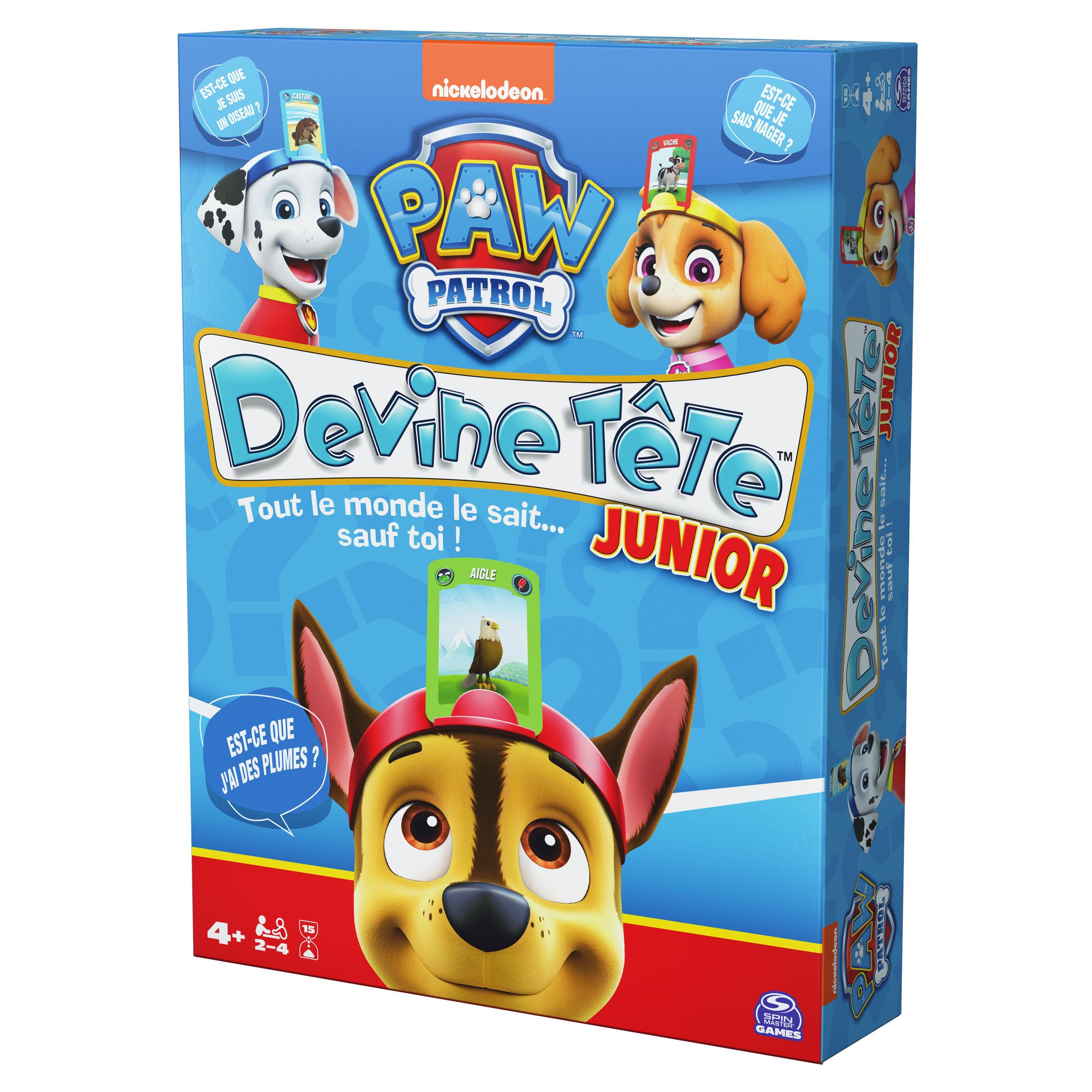 Doos van het Paw Patrol Devine Tete Junior spel. Voorzien van cartoonpups en spelinstructies.