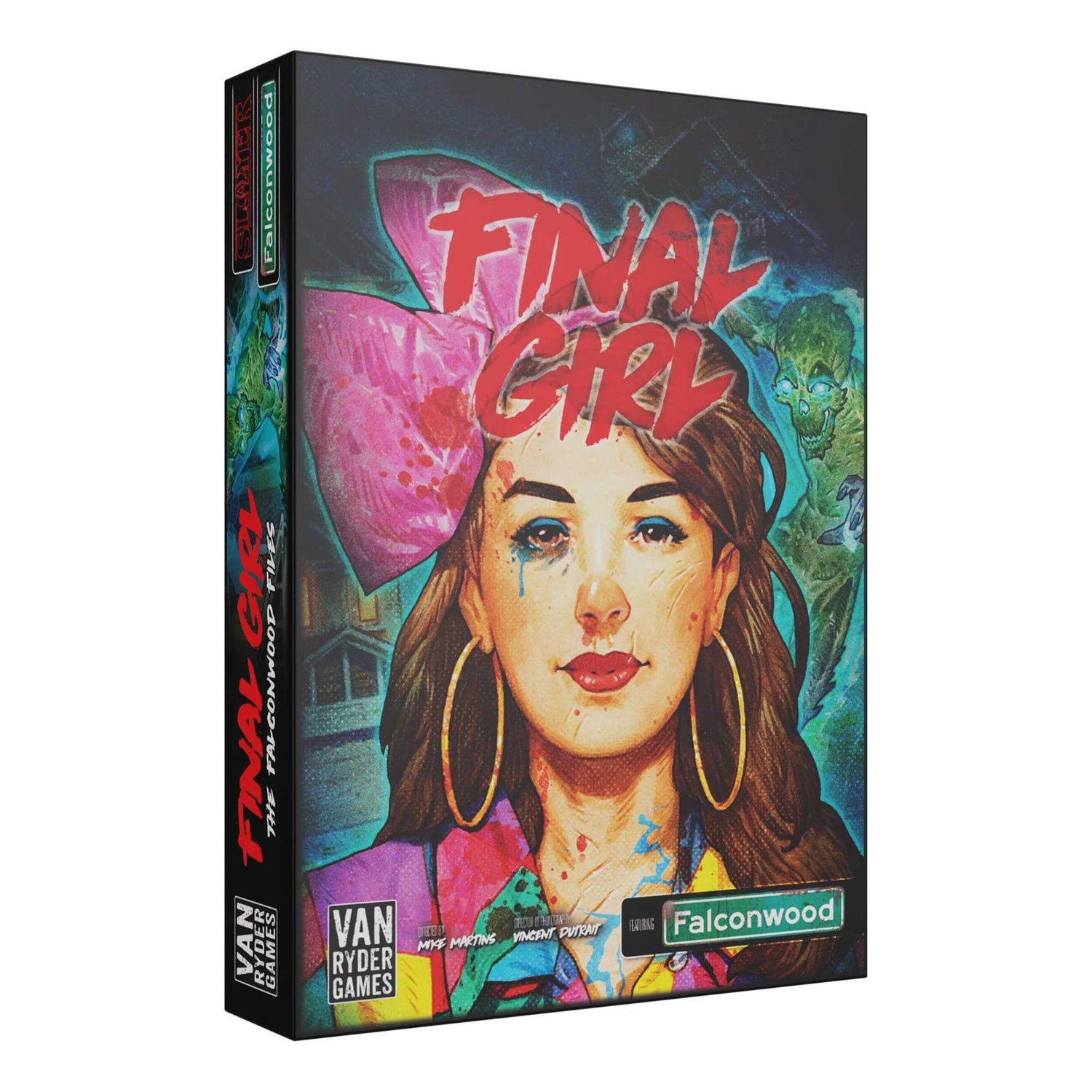 Das Box-Art für 'Final Girl' zeigt eine Frau mit rosa Schleife, Zombie und Text 'Final Girl'.