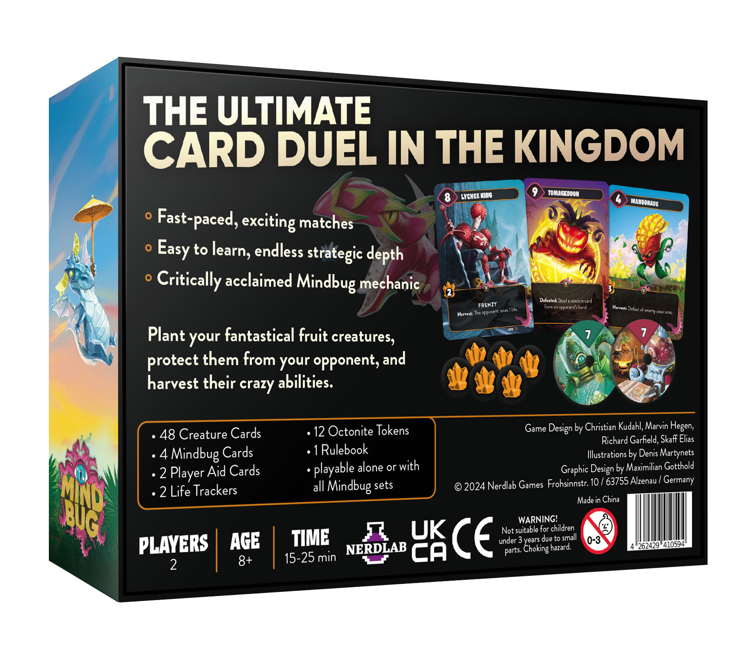 Kartenspielbox. Titel: The Ultimate Card Duel. Enthält Karten mit verschiedenen Illustrationen und Textbeschreibungen.