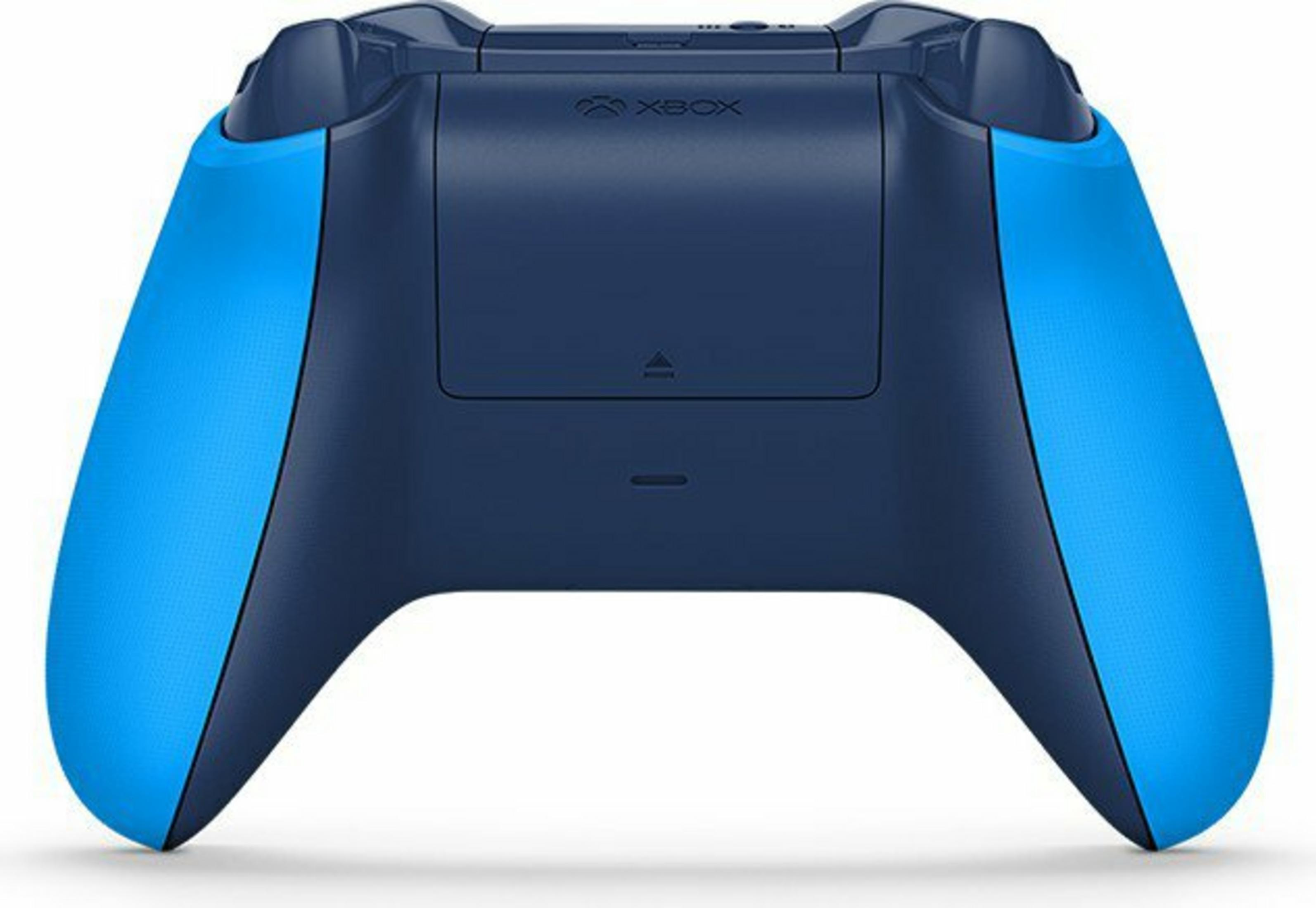 Ein marineblau-blauer Xbox-Controller wird gezeigt. Der Controller befindet sich auf weißem Hintergrund. Das Xbox-Logo ist sichtbar.