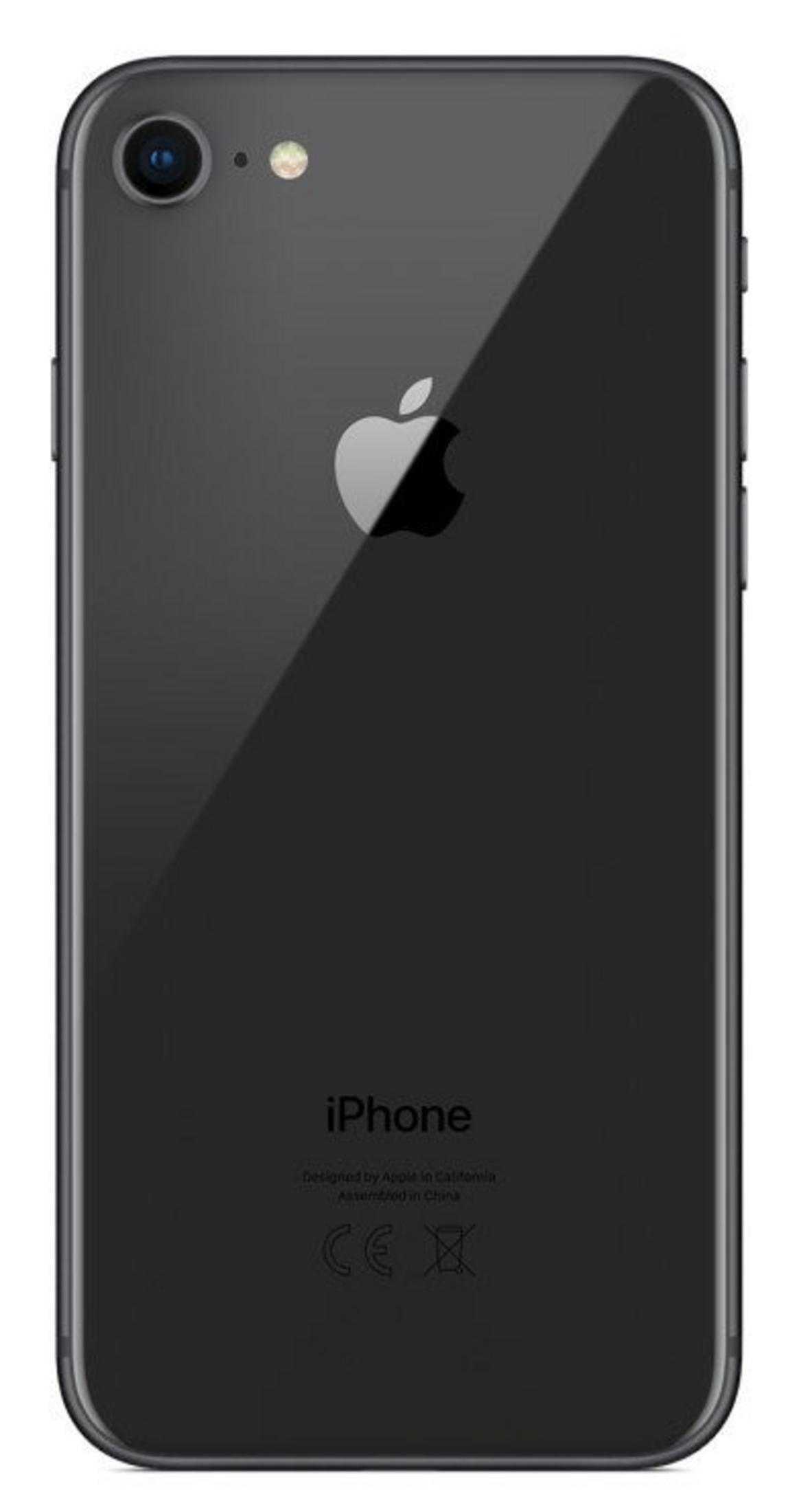 Czarny tył iPhone'a. Widoczna kamera, lampa błyskowa, logo Apple i tekst iPhone. Telefon jest ciemny z odblaskową powierzchnią.