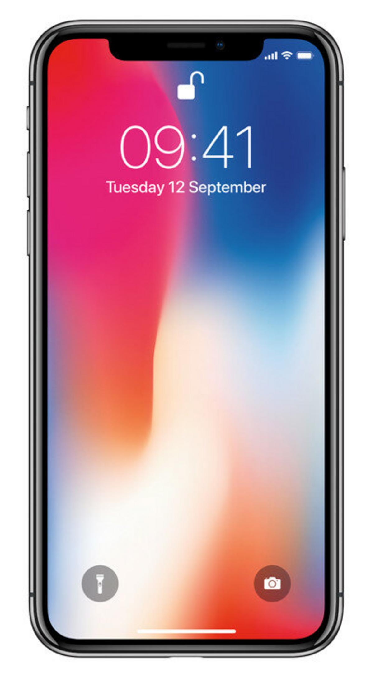 Ekran blokady iPhone pokazuje 09:41, wtorek 12 września, z kolorową tapetą.