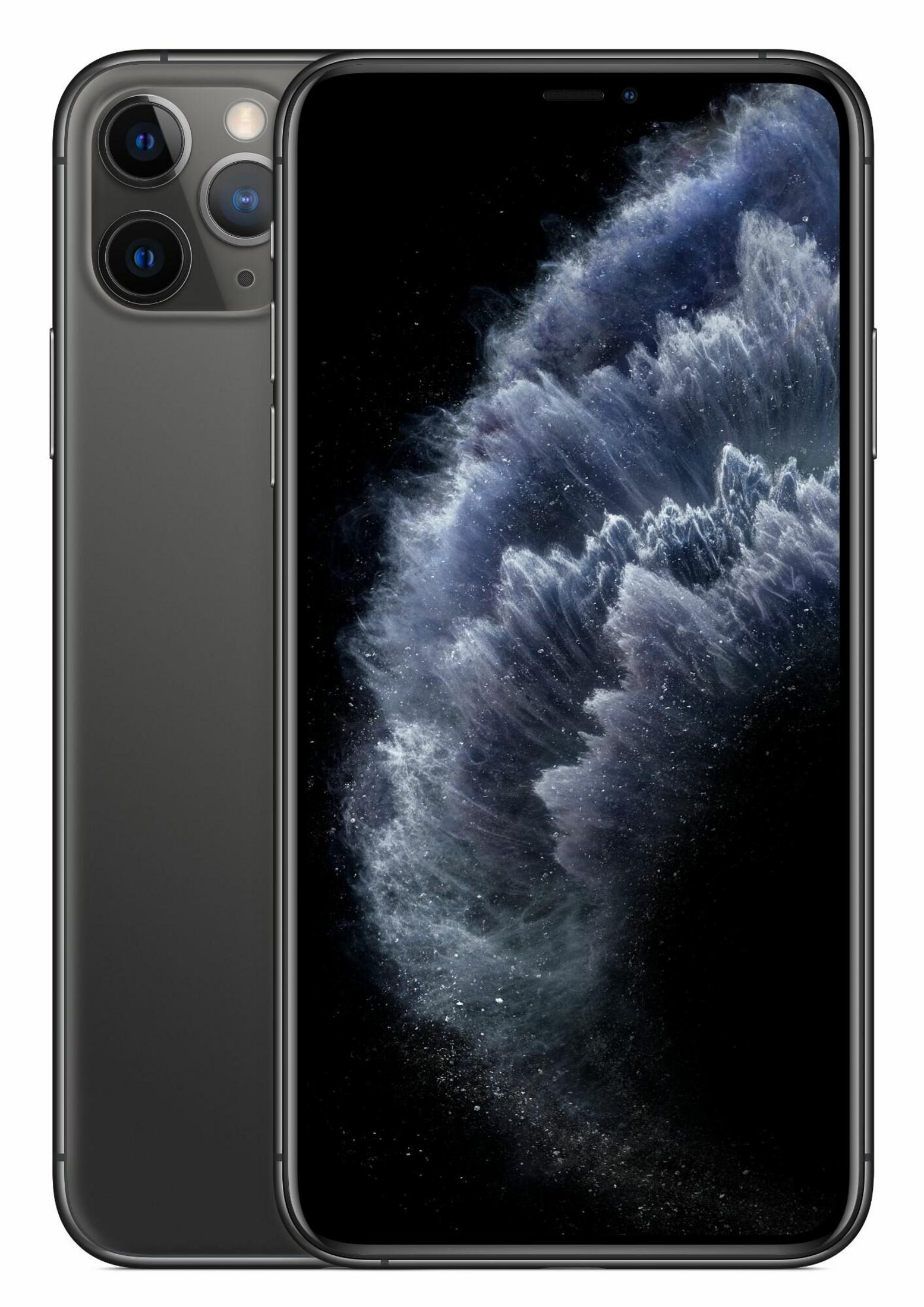 Ciemnoszary smartfon z trzema tylnymi aparatami i ekranem z obrazem przypominającym mgławicę.