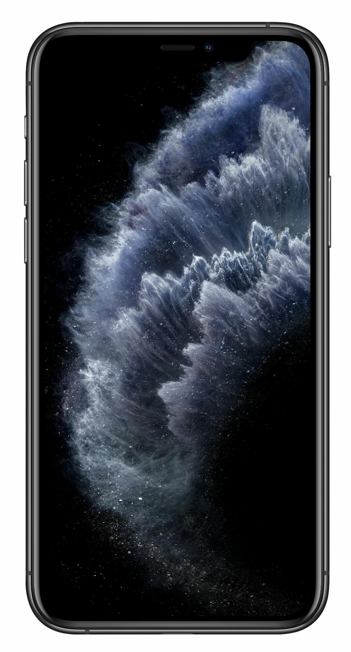 Smartfon z ciemnym ekranem wyświetlającym obraz podobny do mgławicy. Telefon ma czarną ramkę i wcięcie u góry.