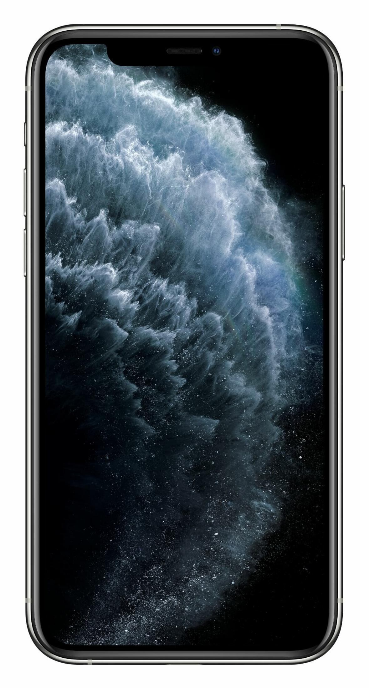 iPhone wyświetla na ekranie obraz podobny do mgławicy. Telefon ma czarną ramkę i błyszczącą metalową ramę.