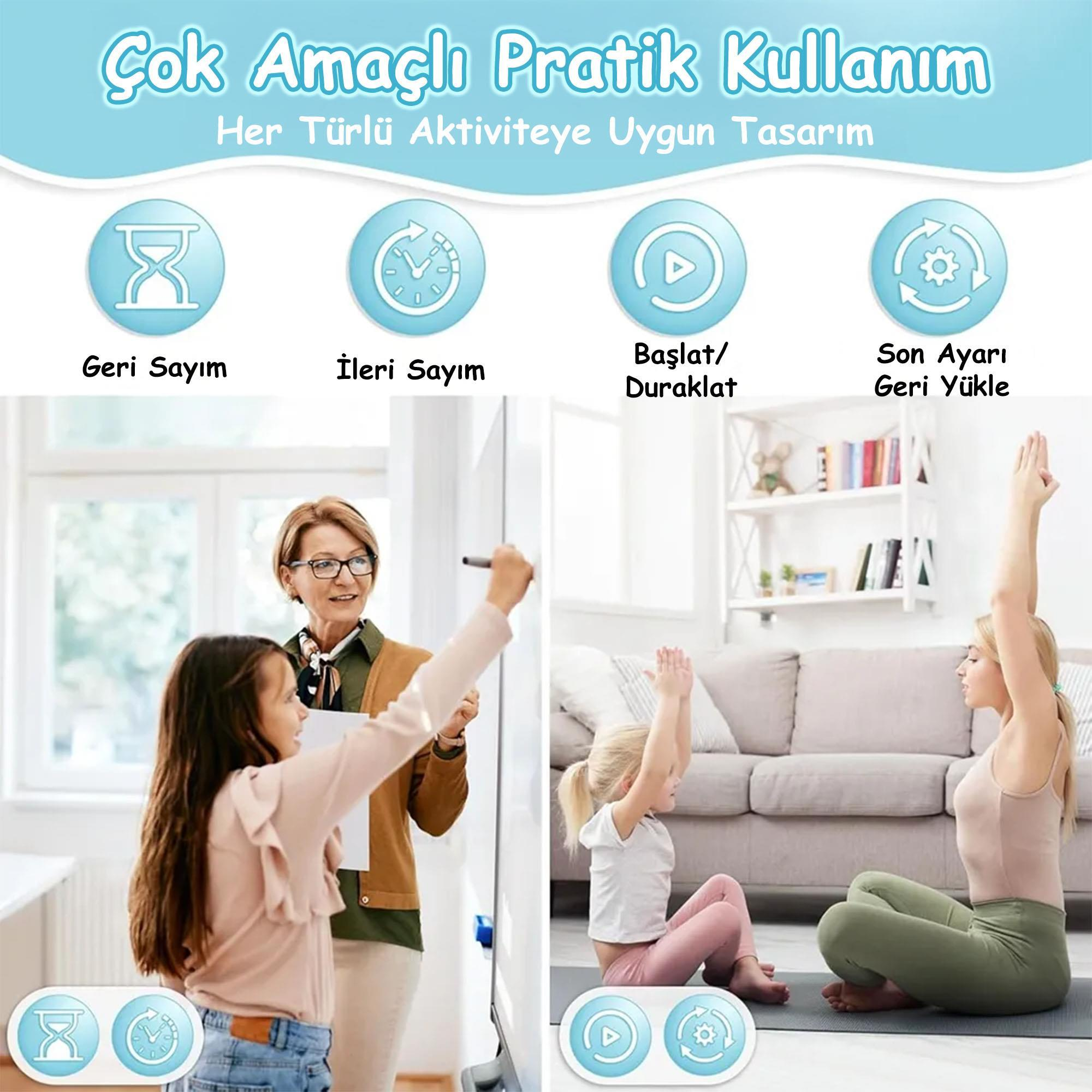 Görsel, aktivite simgelerini ve farklı aktivitelerde bulunan kişileri gösteriyor; bir kız ve bir kadın yazı yazarken, iki kız yoga yaparken.