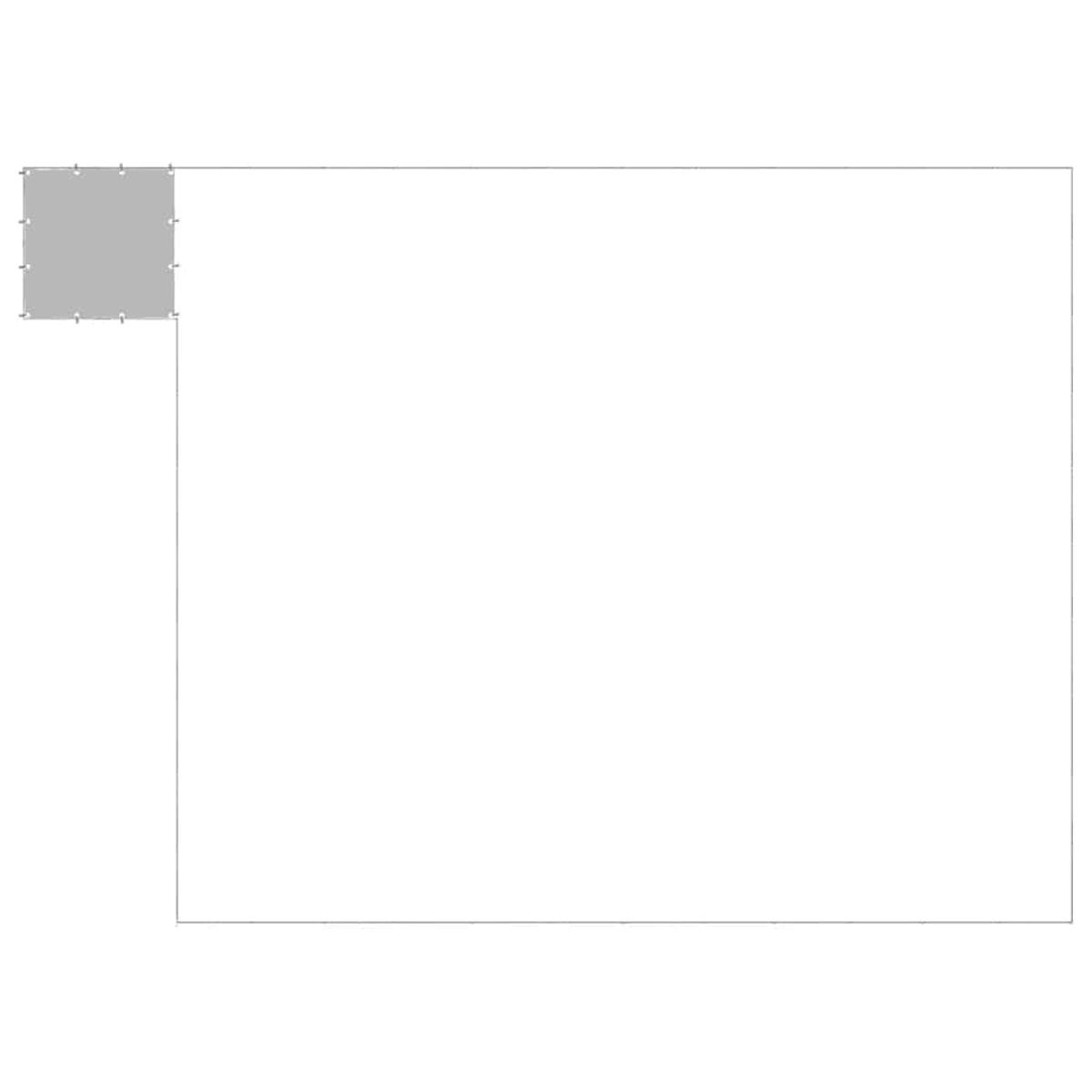 Weißer Hintergrund mit grauem Quadrat oben links. Linien gehen vom Quadrat aus.