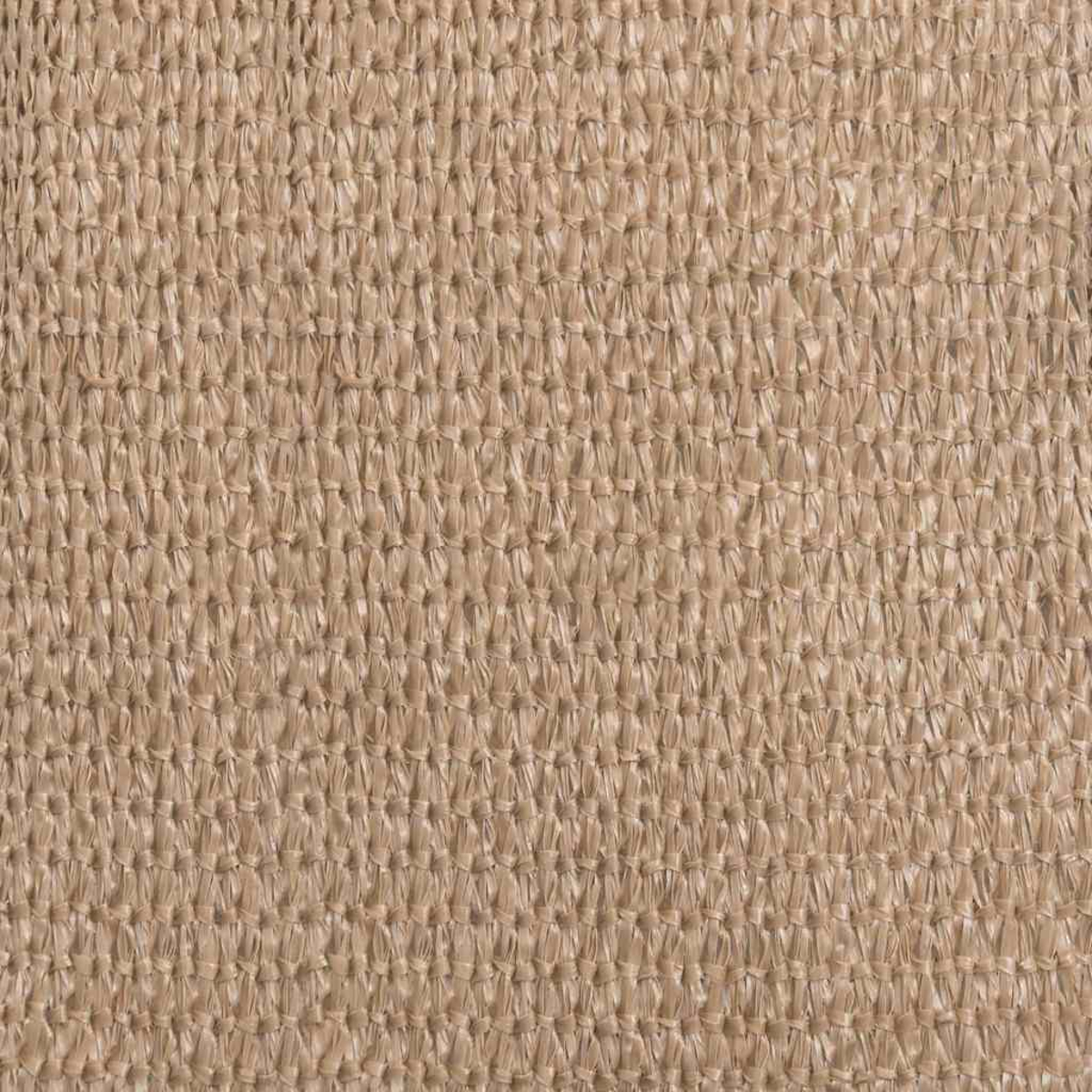 Nahaufnahme eines beigefarbenen Gewebes. Die Textur ist dicht mit kleinen, sich wiederholenden Mustern. Das Gesamtbild ist neutral und strukturiert.