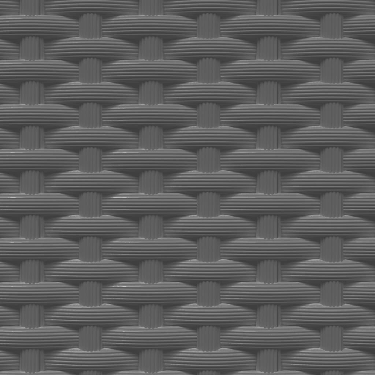 Nahaufnahme einer grauen gewebten Textur. Das Muster ist ein sich wiederholendes Gitter aus horizontalen und vertikalen Strängen.