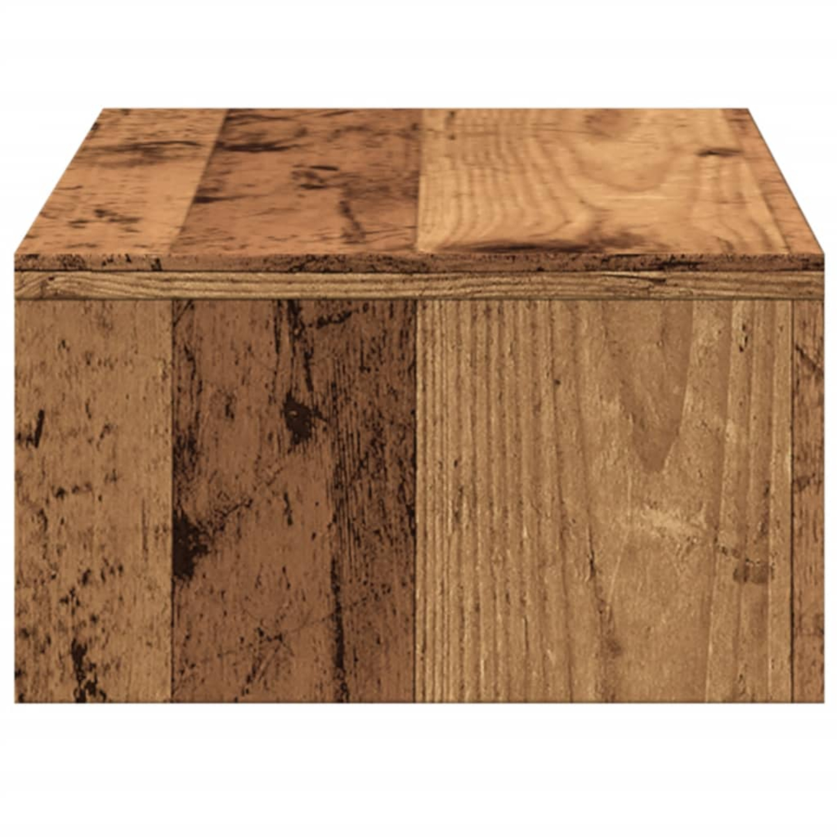 Nahaufnahme einer Holzkiste mit verschiedenen Brauntönen. Die Holzmaserung ist sichtbar.