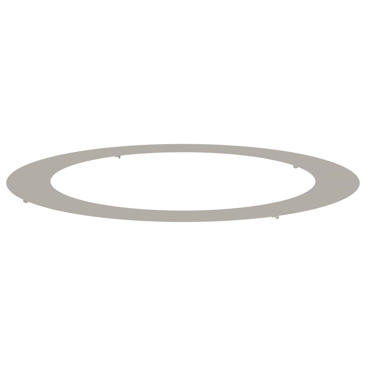 Ein grauer, oval geformter Ring vor weißem Hintergrund. Kleine Metallstifte sind gleichmäßig um den Ring herum angeordnet.